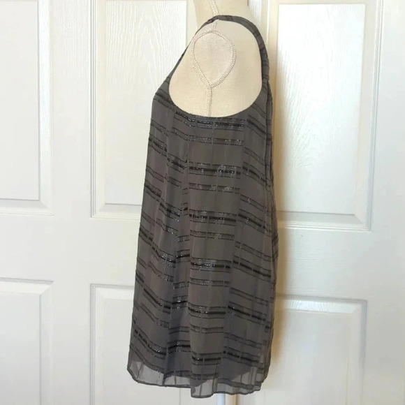 Alice+ Olivia Silk Gray and Metallic Sheer Dress - Picture 3 of 6